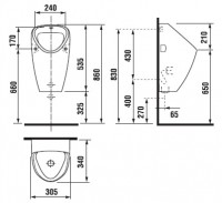 JIKA GOLEM urinál, sifon odsávací, s vnitřním přívodem vody H8430600000001